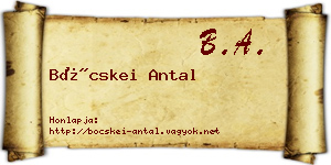 Böcskei Antal névjegykártya